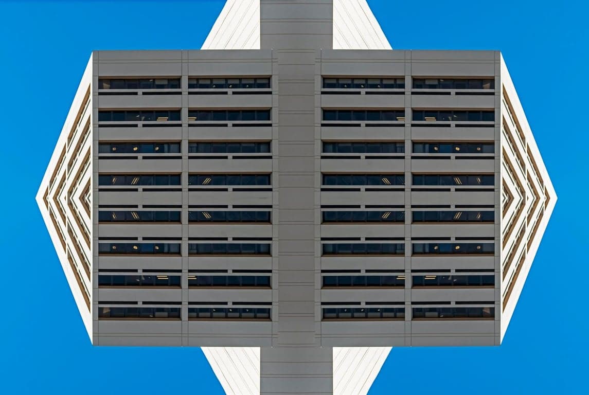 Architectural rendering showing a modern five-story hotel building in a downtown city setting.