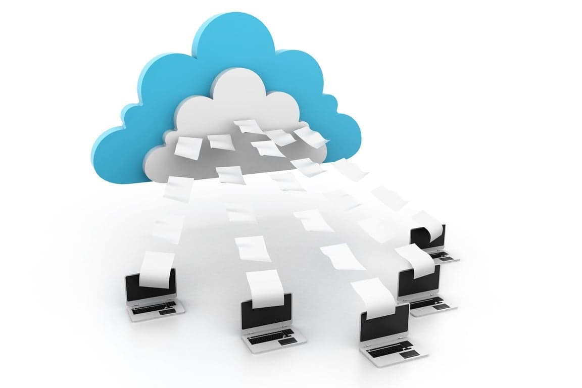 Person comparing different cloud storage provider icons representing choice based on features and needs.