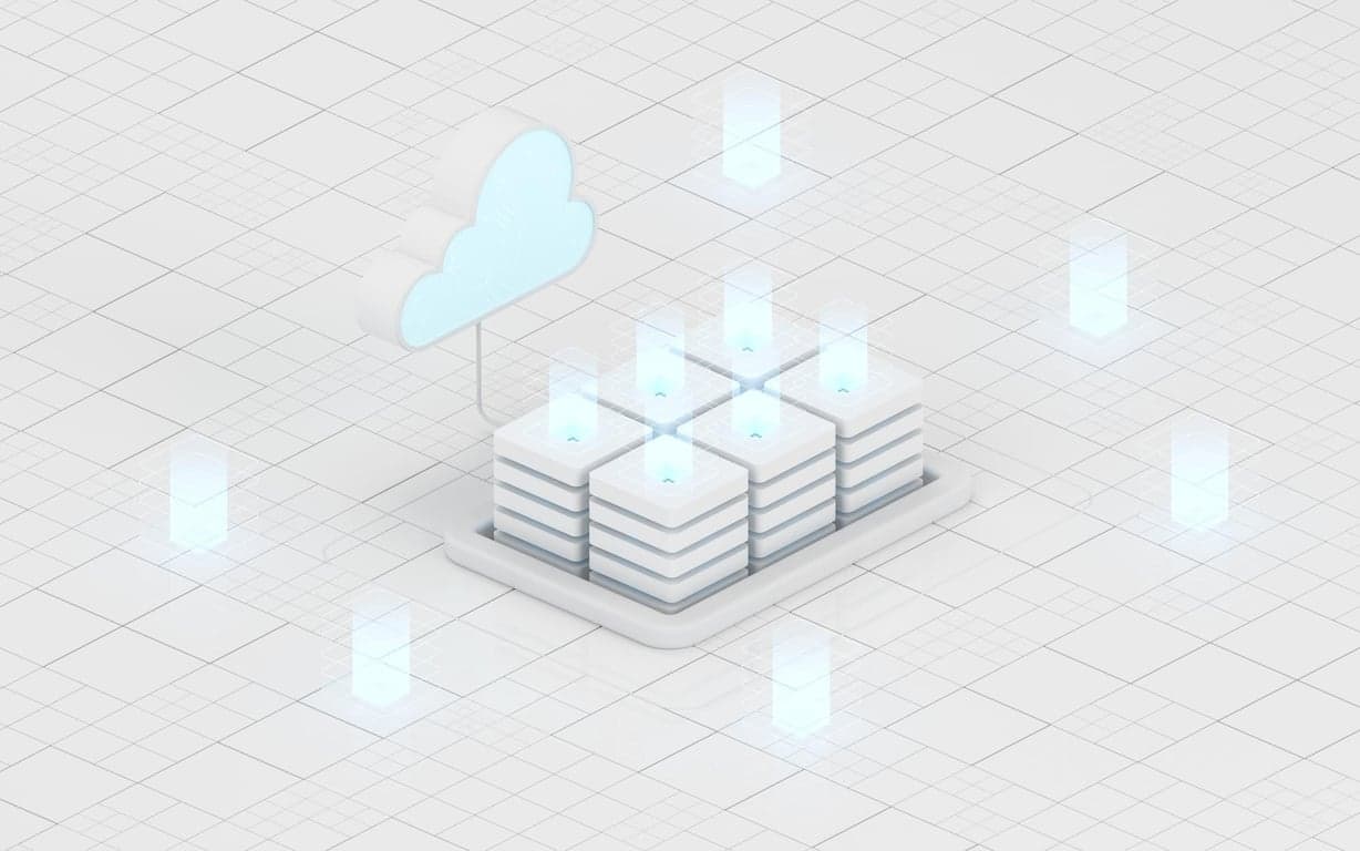 Conceptual illustration of microservices architecture with interconnected components representing business agility and scalability.