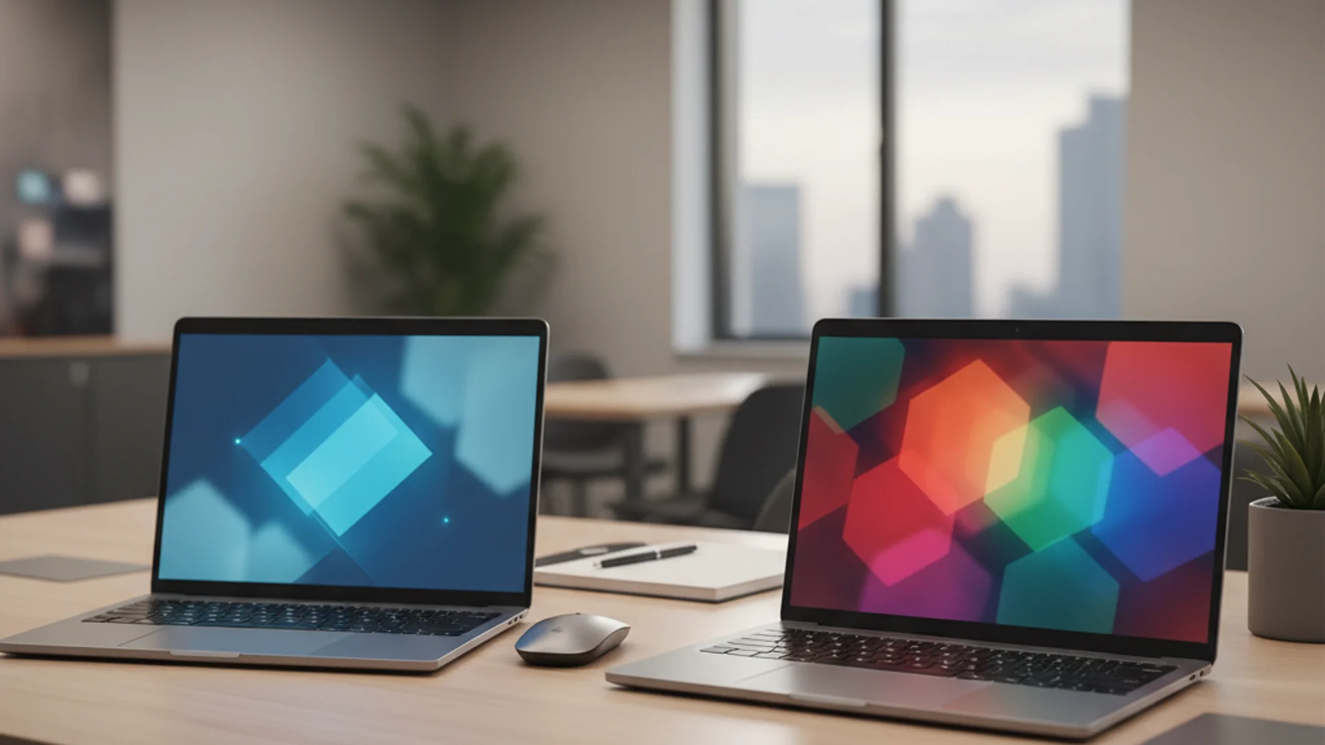 Abstract visualization of corporate AI product adoption challenges with digital interface elements