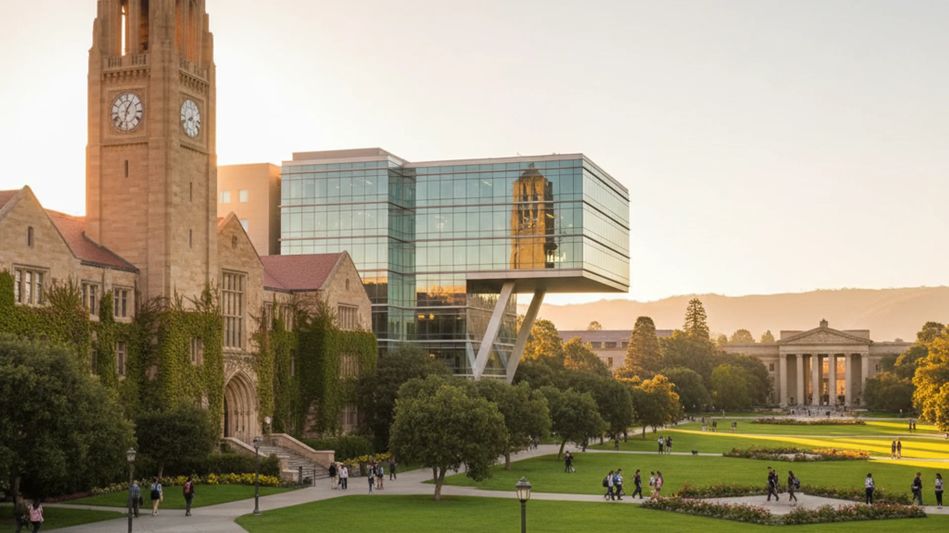 Professional cybersecurity students working on laptops in modern university computer lab