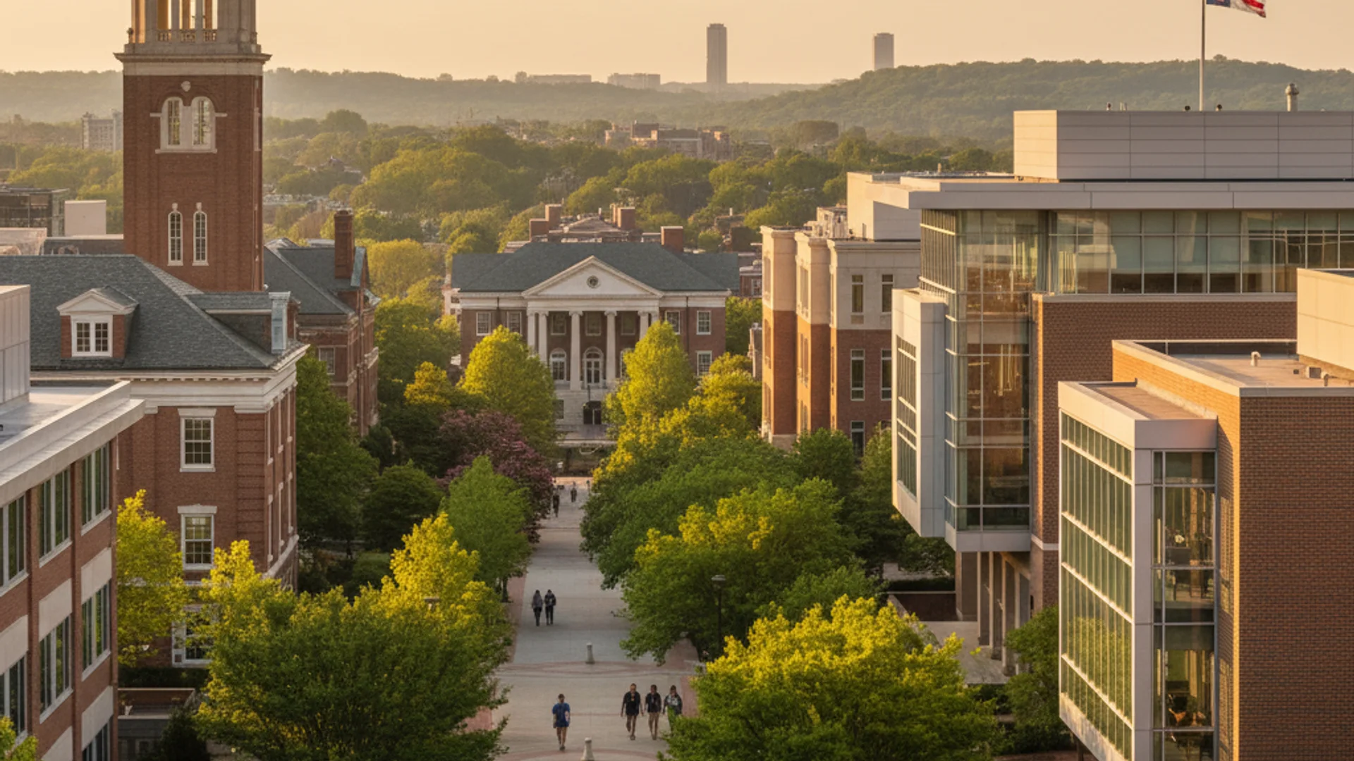 Georgia university campus with modern tech buildings and Southern architecture